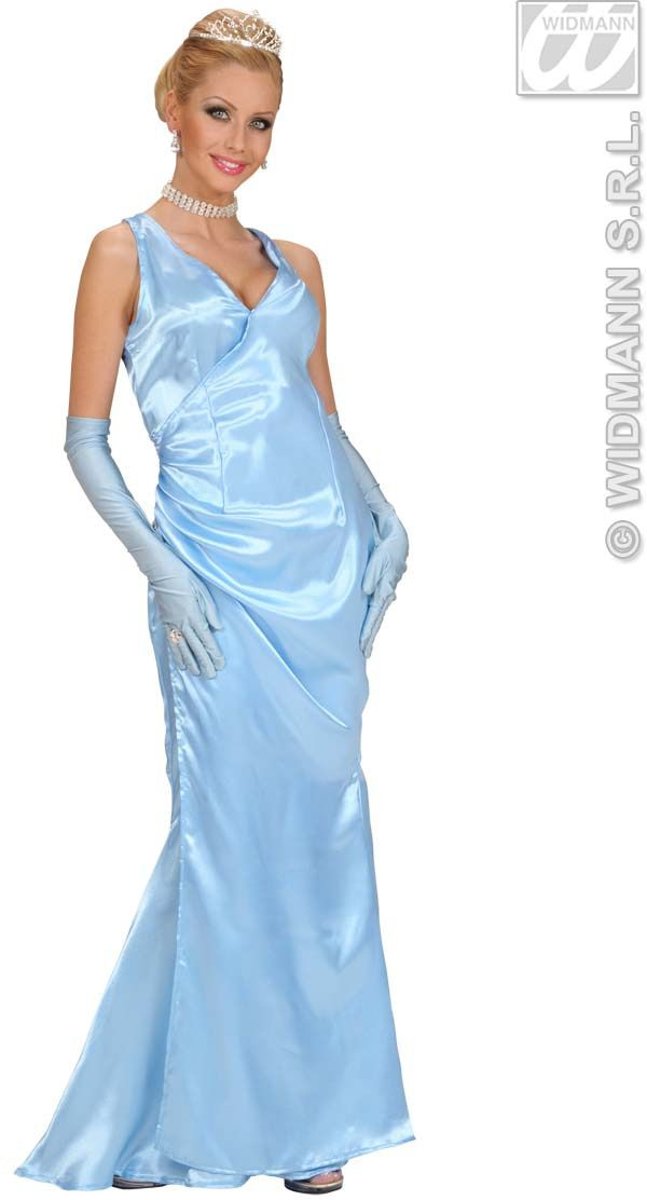 Beroemdheid Satijn Blauw Gala Lady Kostuum Vrouw | Small | Carnaval kostuum | Verkleedkleding